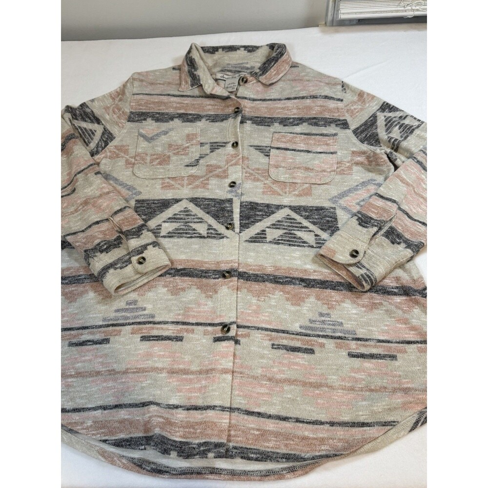 American Rag Cie Women’s XL Aztec Geometric Knit LS Button-Up Shirt Pockets - Picture 3 of 5